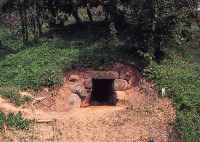 八景山麓古墳群（発掘調査中の姿）